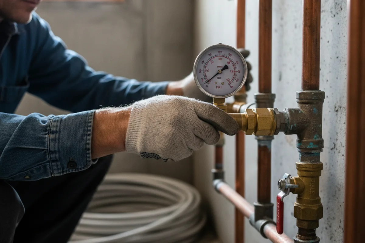 Pressure testing a repaired line during Water Line Repair in Fort Myers